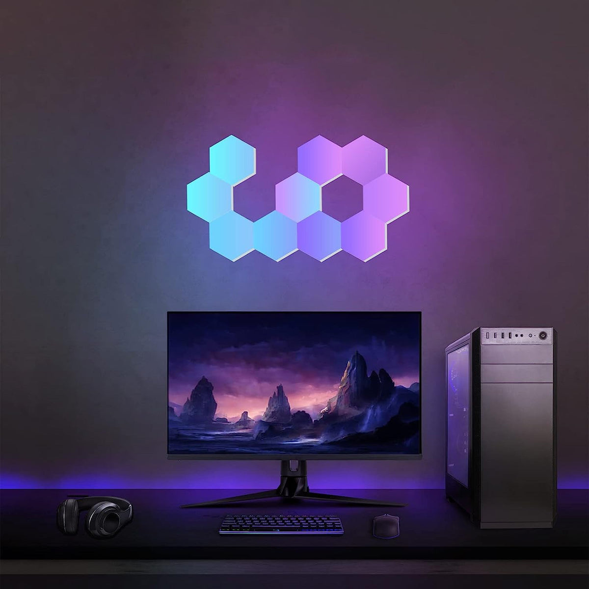 Hexagon LED Wall Light Panels (10 Pack) - GTRacing Gaming Chair