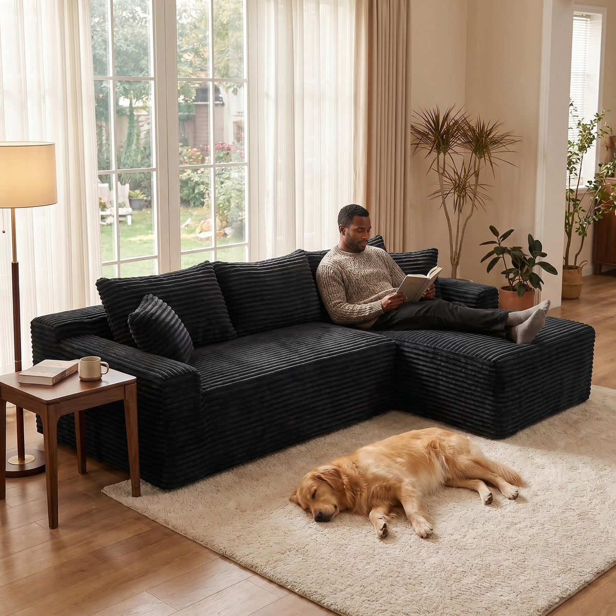 106.3' Cloud Modular Sectional Sofa Couch with L-Shape Chaise,Modern Minimalist Upholstered Couches for Living Room Bedroom,Deep Seat Corner Couch,No Assembly Required