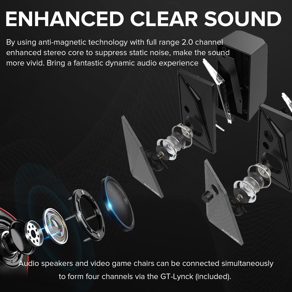 Gaming Bluetooth Speaker GT-Spker 2 (GT Lynck3 USB Bluetooth Transmitter included) - GTRACING