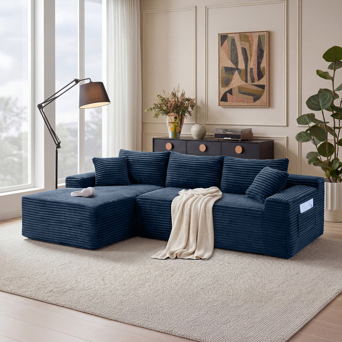 94.5' Cloud Modular Sectional Sofa Couch with L-Shape Chaise,Modern Minimalist Upholstered Couches for Living Room Bedroom,Deep Seat Corner Couch,No Assembly Required
